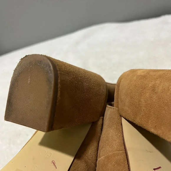 Urban Outfitters Women Brown Strappy Heels 9 Suede Lace Up Block Peep Toe Summer - Picture 8 of 16